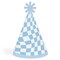Big Dot of Happiness Blue Checkered Party - Cone Happy Birthday Party Hats for Kids and Adults - Set of 8 (Standard Size)